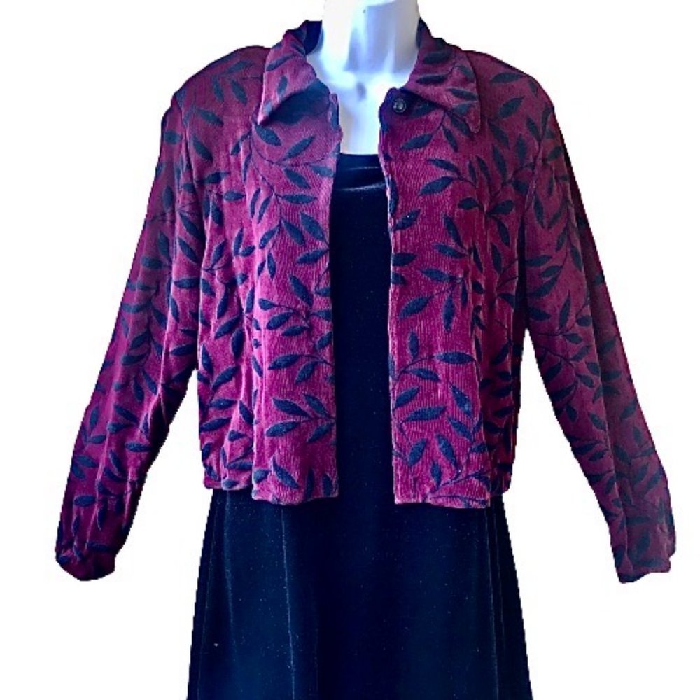 Carol Anderson Vintage Black Sleeveless Velvet Long Dress with Floral Jacket - Picture 6 of 15